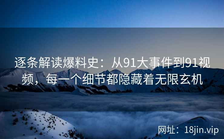 逐条解读爆料史：从91大事件到91视频，每一个细节都隐藏着无限玄机